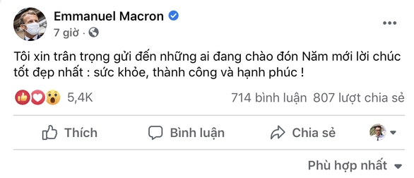 Lời chúc Tết bằng tiếng Việt của Tổng thống Pháp Macron nhận ‘bão like’ - Ảnh 2.