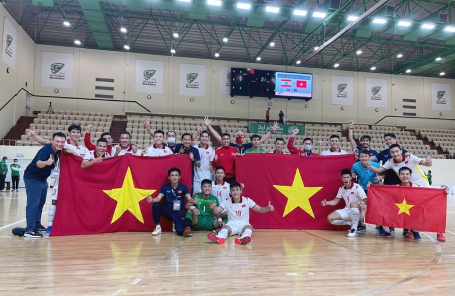 ĐT Futsal Việt Nam được thưởng nóng 1 tỷ đồng sau khi giành vé dự World Cup Futsal 2021. (Ảnh: VFF)