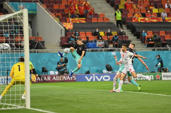 Lainer mở tỷ số trận Áo vs Bắc Macedonia ở phút 19