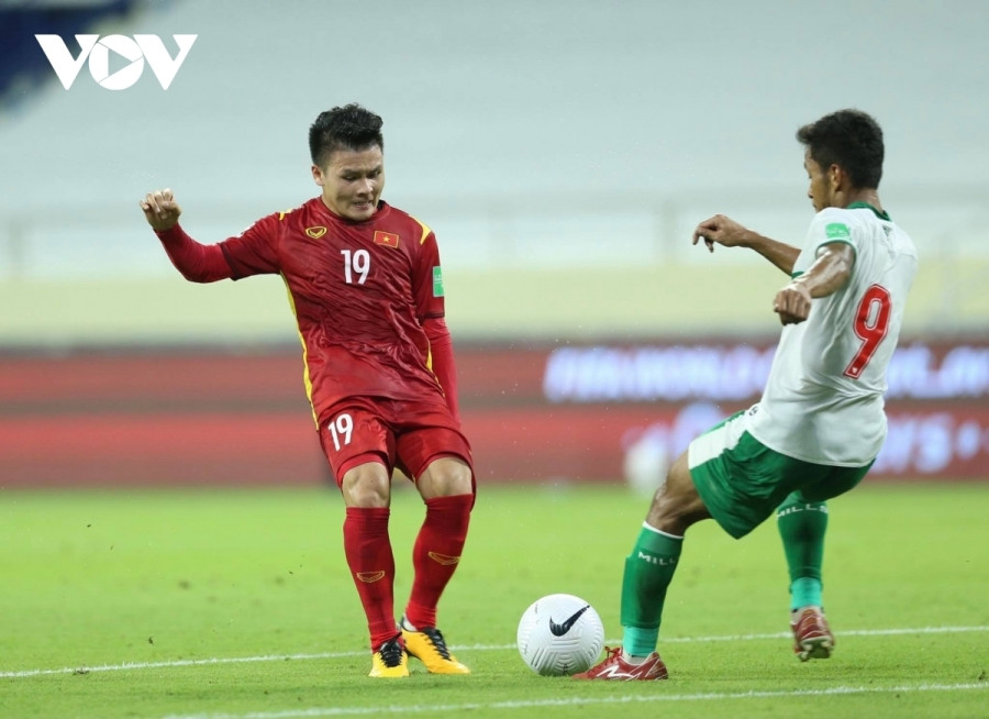 Quang Hải trở lại đội hình ĐT Việt Nam sau khi bị treo giò ở trận đấu với Malaysia. (Ảnh: CTV Yểu Mai).