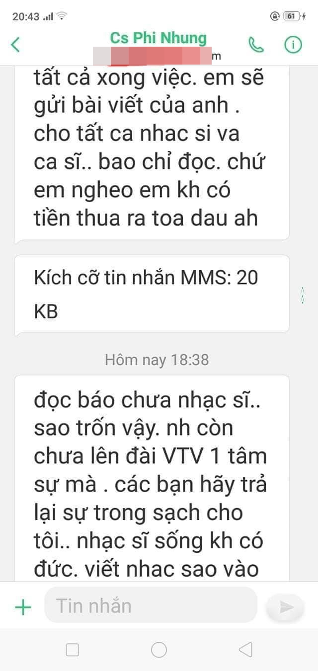 Xuất hiện tin nhắn được cho là của Phi Nhung muốn đòi lại sự trong sạch cho mình - Ảnh 2.