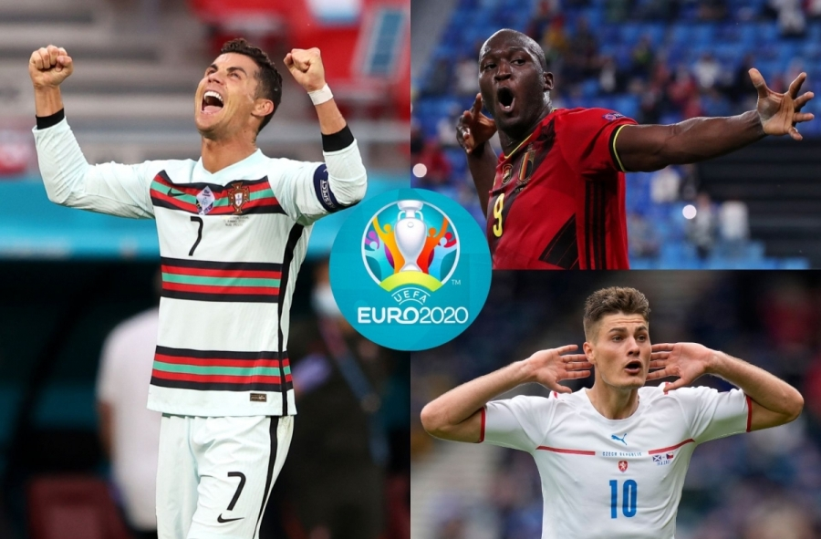 Romelu Lukaku, Patrik Schick có thể vượt mặt Cristiano Ronaldo để giành danh hiệu Vua phá lưới EURO 2021. (Ảnh: Goal)