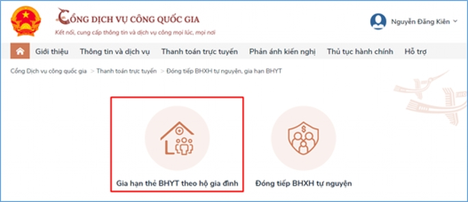 Cách đóng BHXH tự nguyện, gia hạn BHYT hộ gia đình trên Cổng Dịch vụ công Quốc gia - Ảnh 2.