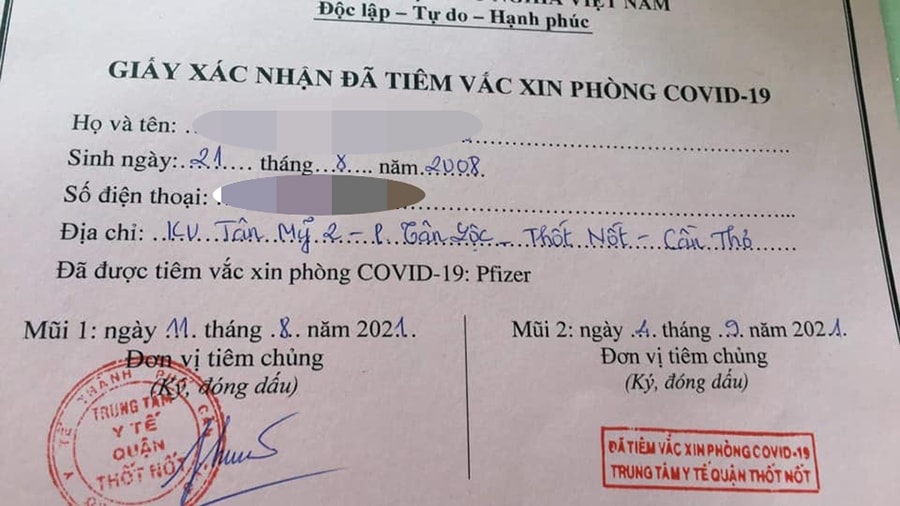 Thông tin 57 trẻ dưới 18 tuổi ở Cần Thơ tiêm vắc xin Covid-19 là chính xác