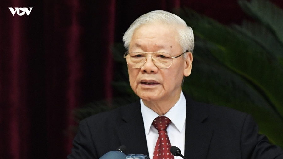 Tổng Bí thư Nguyễn Phú Trọng phát biểu Hội nghị Trung ương 4 khóa XIII (Ảnh: Ngọc Thành)