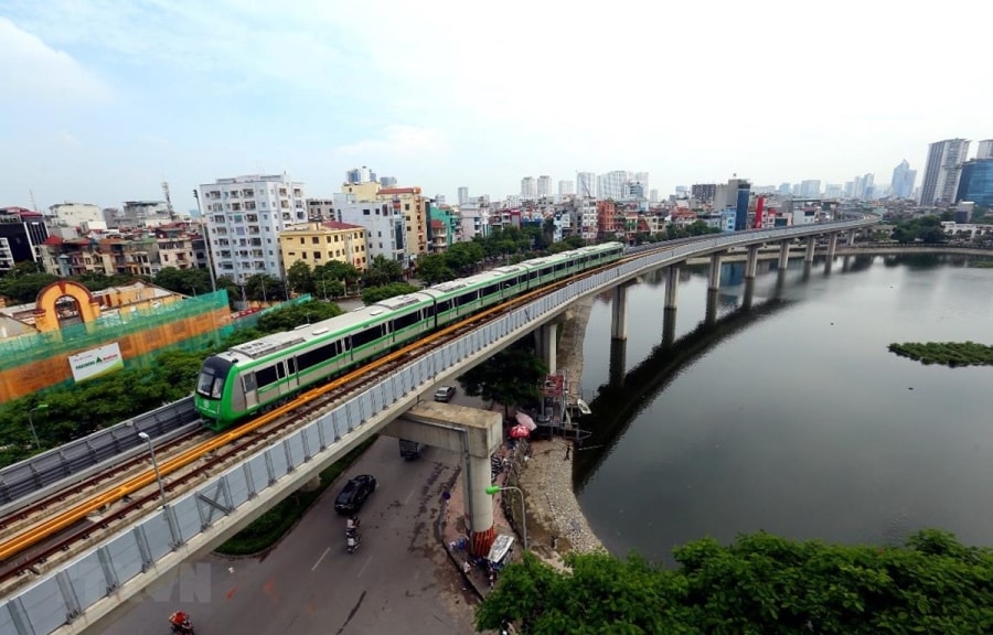 Dự án đường sắt đô thị Cát Linh-Hà Đông sắp được đưa vào khai thác và vận hành thương mại. (Ảnh: Huy Hùng/TTXVN)