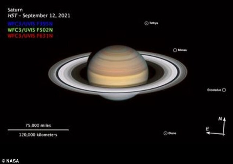 Ảnh chụp ngày 12/9 của sao Thổ. Ảnh: NASA
