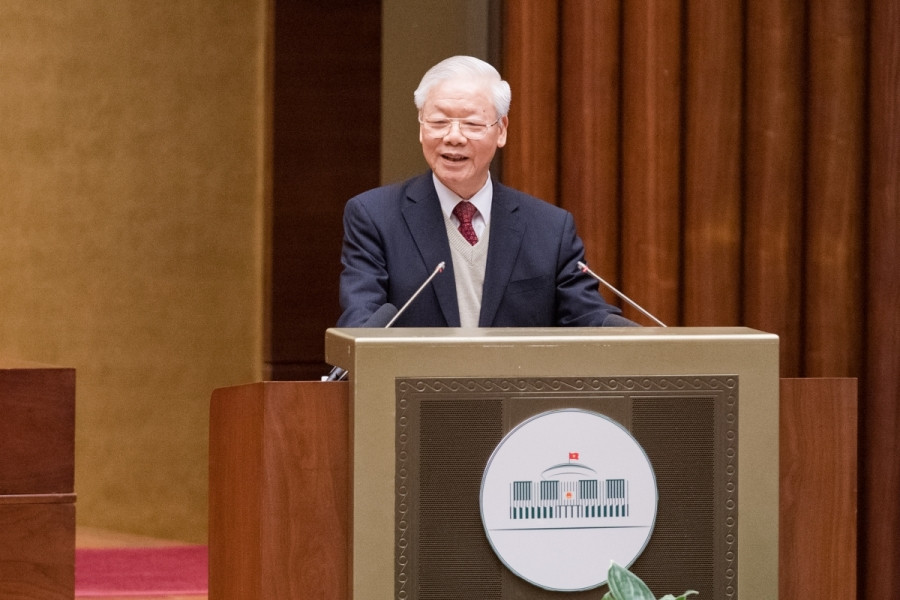 Tổng Bí thư Nguyễn Phú Trọng phát biểu tại Hội nghị văn hóa toàn quốc. 