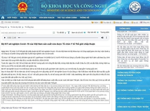 Bộ Khoa học - công nghệ gỡ tin bộ kit test COVID-19 của Việt Nam được WHO chấp thuận - Ảnh 2.