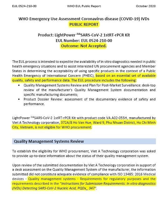 Bộ Khoa học - công nghệ gỡ tin bộ kit test COVID-19 của Việt Nam được WHO chấp thuận - Ảnh 3.
