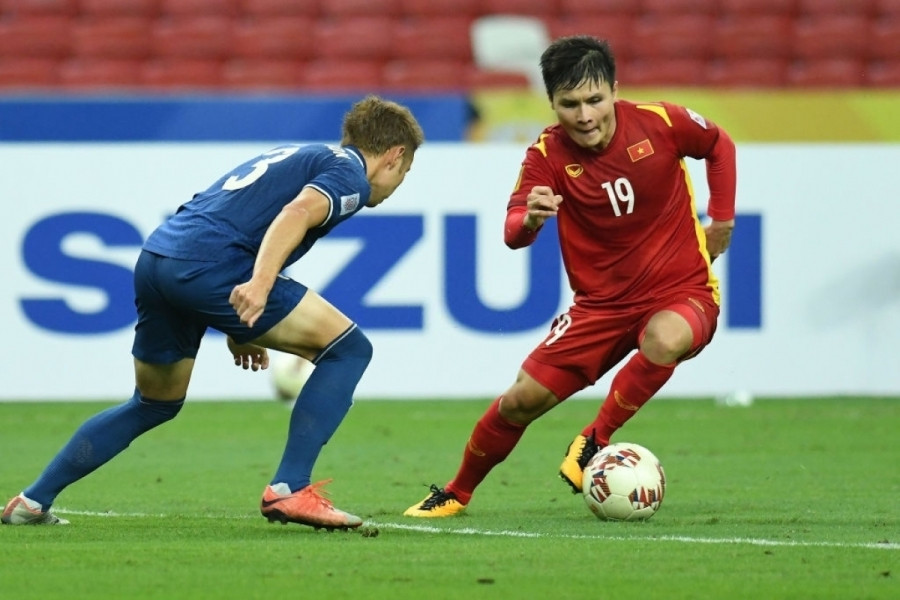 Quang Hải đã chơi tuyệt hay trong 2 trận bán kết giữa ĐT Việt Nam và Thái Lan. (Ảnh: Getty)