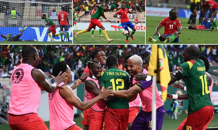 Ekambi lập cú đúp giúp Cameroon thắng Gambia 2-0. (Ảnh: Daily Mail)