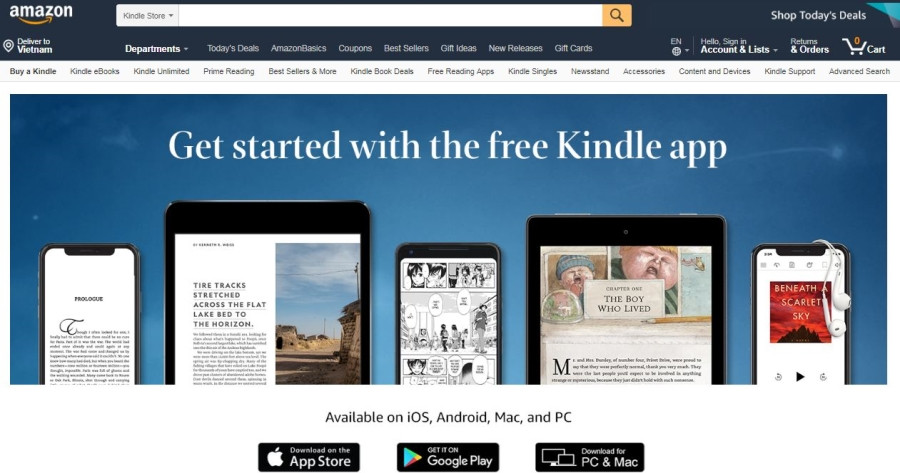 Amazon Kindle App - ứng dụng đọc sách của Amazon