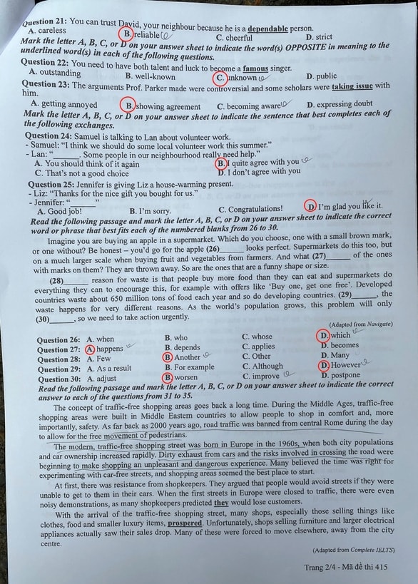 Gợi ý bài giải môn tiếng Anh thi tốt nghiệp THPT 2022 - Ảnh 2.