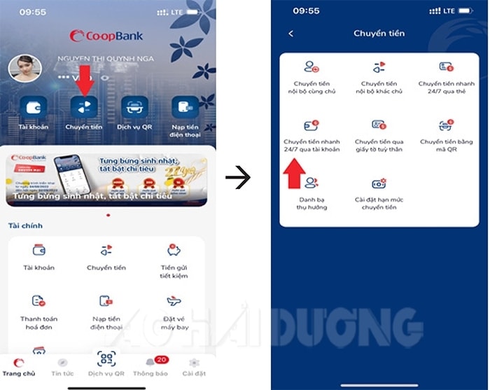 Hướng Dẫn Chuyển Tiền Nhanh Qua Co-opBank Mobile Banking