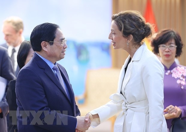 Thu tuong Pham Minh Chinh tiep Tong Giam doc UNESCO Audrey Azoulay hinh anh 1