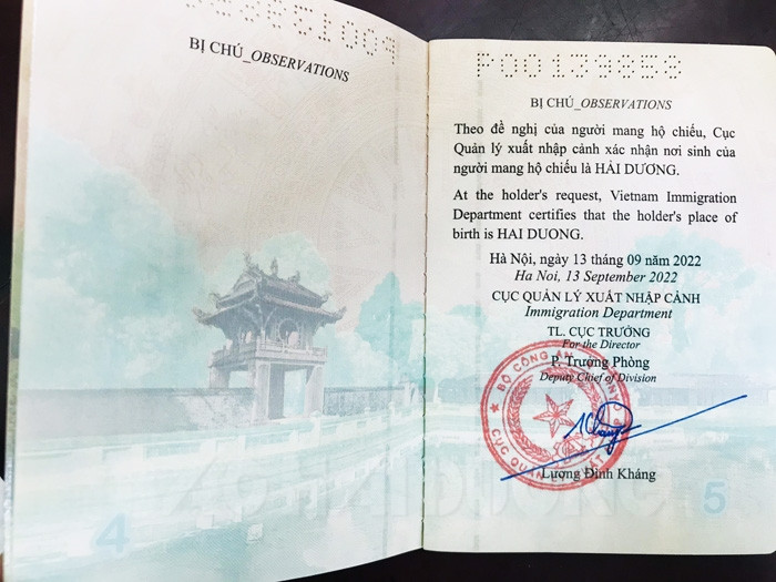 Đã có khoảng 130 người được bổ sung "bị chú" nơi sinh trong hộ chiếu mới