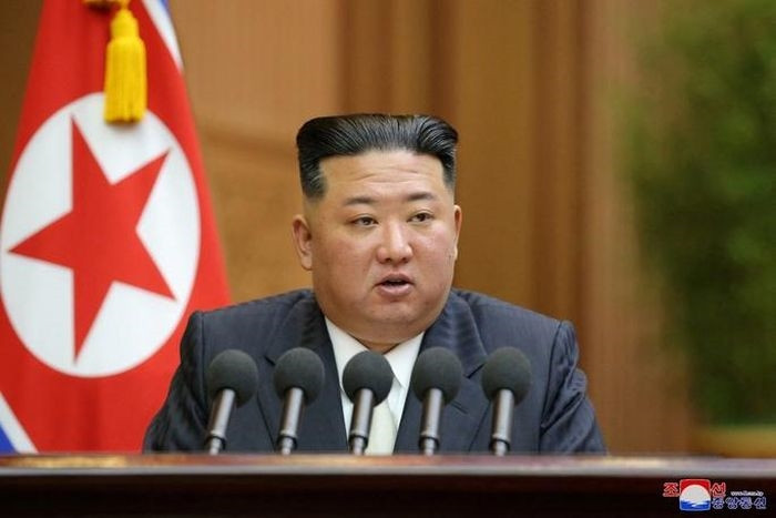 Ông Kim Jong-un phát biểu trước Quốc hội ngày 8-9. Ảnh: KCNA