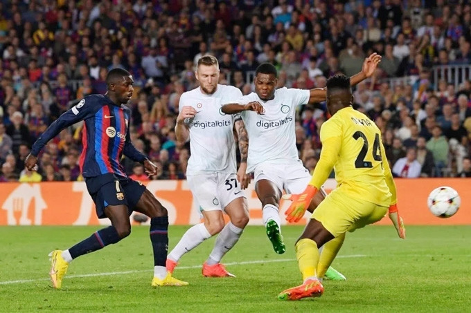 Dembele mở tỷ số trận Barca vs Inter Milan ở phút 40