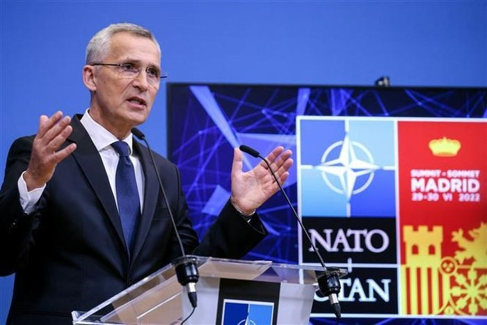 Tổng Thư ký NATO Jens Stoltenberg phát biểu tại cuộc họp báo ở Brussels, Bỉ, ngày 27/6/2022. Ảnh: AFP/TTXVN