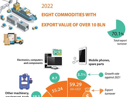 [Infographic] Eight commodities with export value of over 10 bln USD
