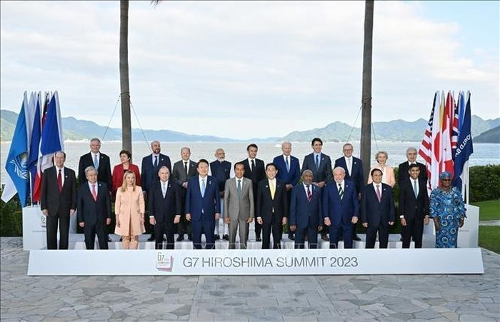 Các trưởng đoàn chụp ảnh chung tại Hội nghị thượng đỉnh G7 mở rộng. Ảnh tư liệu: Dương Giang/TTXVN