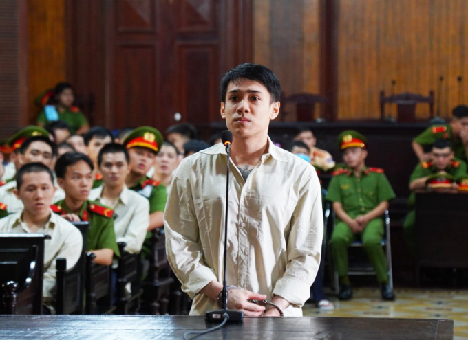 Bị cáo Mai Nguyễn Xuân Thành tại tòa sáng nay. Ảnh: Hải Duyên