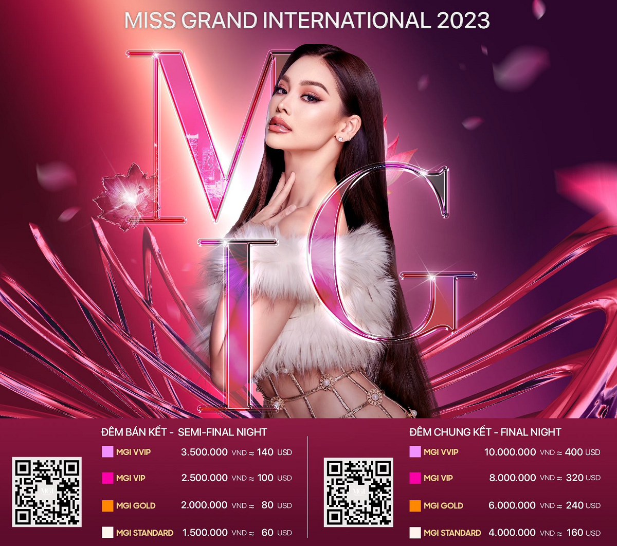 Các hạng vé tham dự đêm Chung kết Miss Grand International 2023.