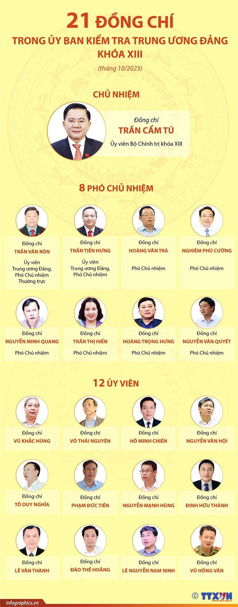 [Infographics] 21 dong chi trong Uy ban Kiem tra TW Dang khoa XIII hinh anh 1
