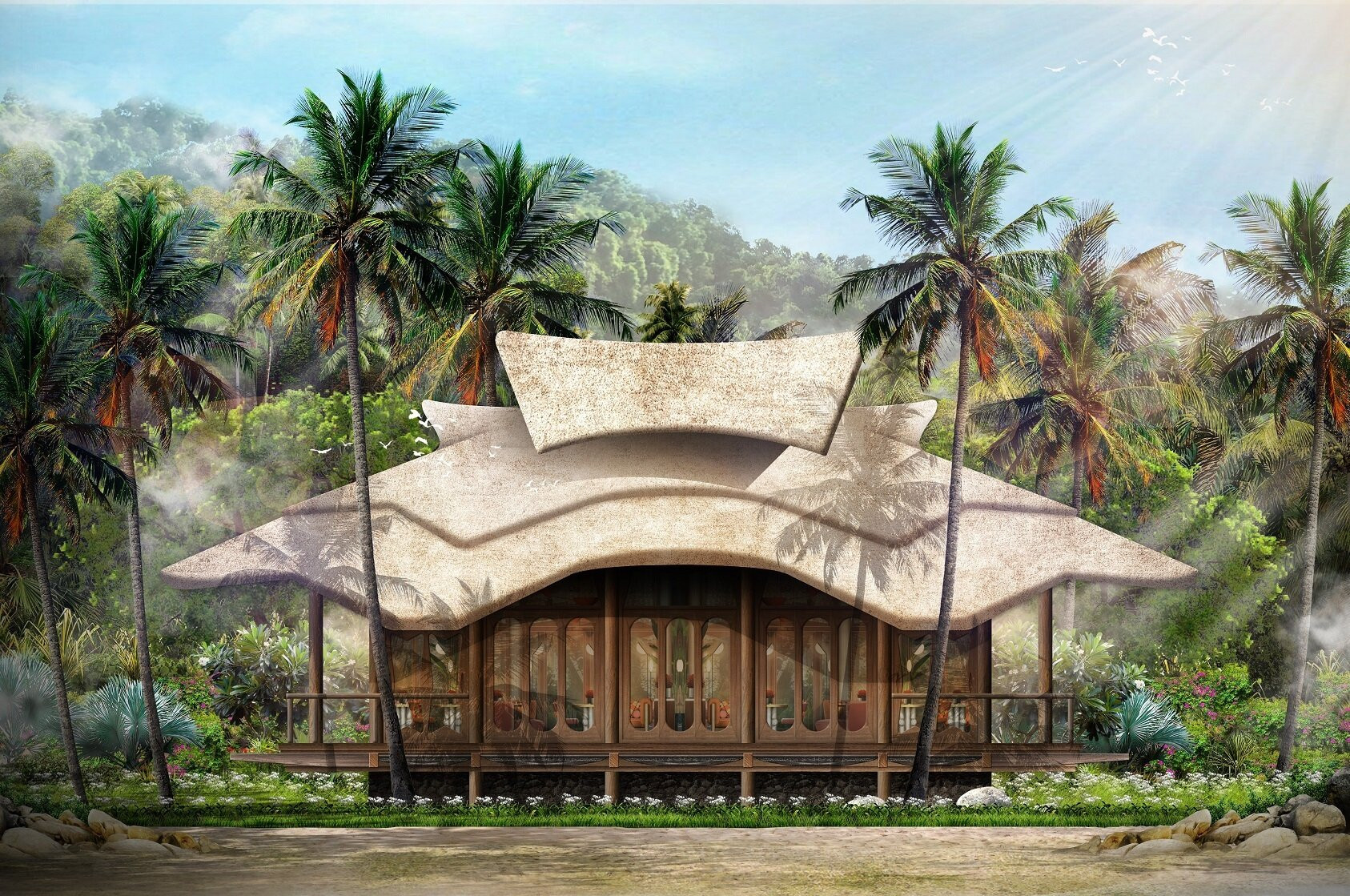 Ảnh phối cảnh minh họa Ritz Carlton Reserve Đảo Hòn Thơm.