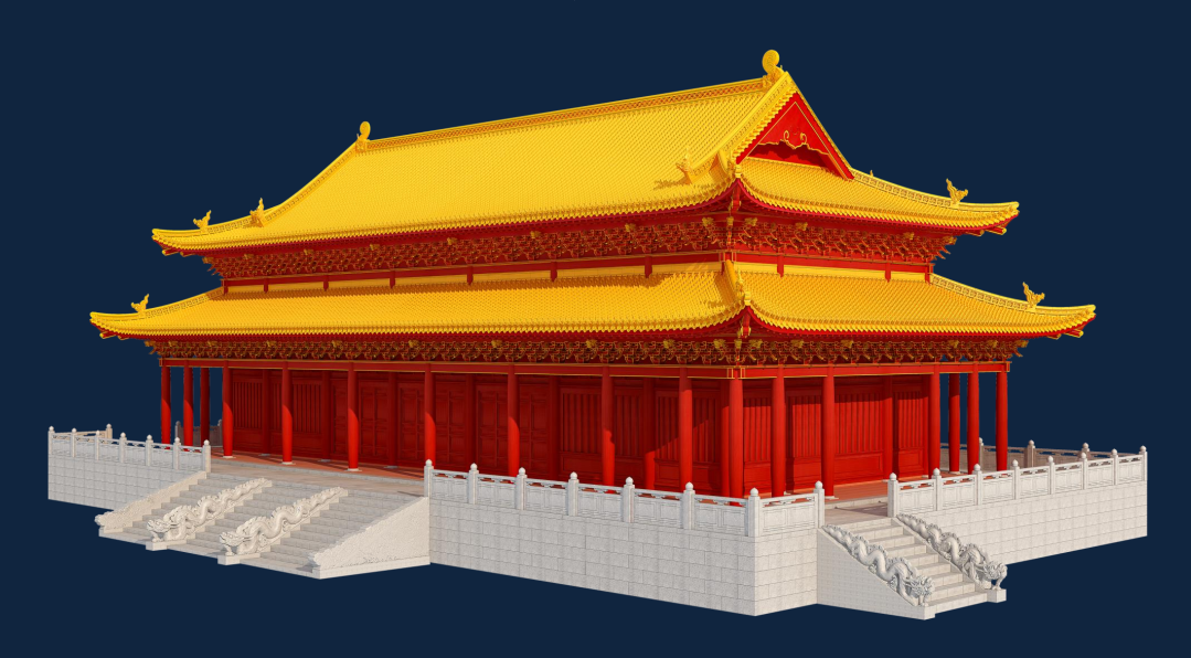 Phục dựng 3D hình thái kiến trúc điện Kính Thiên - Ảnh: Bùi Minh Trí