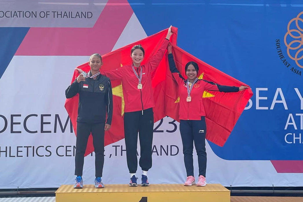 Các tuyển thủ trẻ điền kinh Việt Nam vượt trội ở các nội dung 400m nữ, 3.000m nữ, 3.000m nam khi giành huy chương vàng và bạc - Ảnh: Trung Tâm Huấn Luyện Và Thi Đấu Thể Dục Thể Thao Đồng Nai