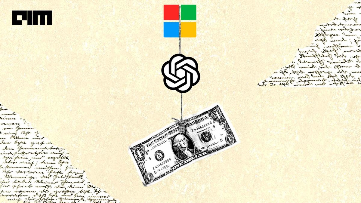 Logo Microsoft và OpenAI bên cạnh đồng USD. Ảnh: Analytics Indiamag
