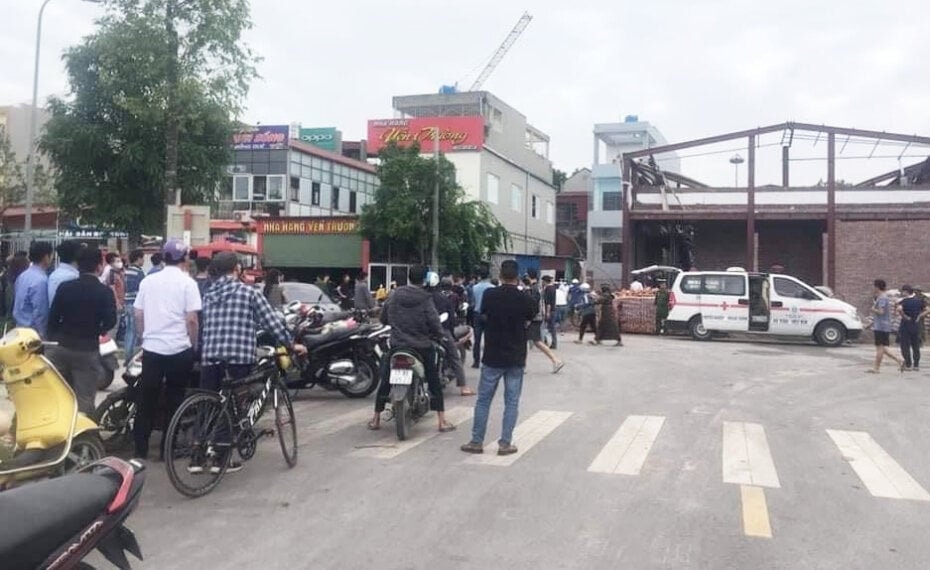 Hiện trường vụ sập căn nhà đang xây khiến 1 người chết, nhiều người bị thương.