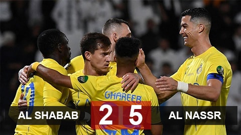 Ronaldo lập công, Al Nassr đánh bại Al Shabab trong cơn mưa bàn thắng