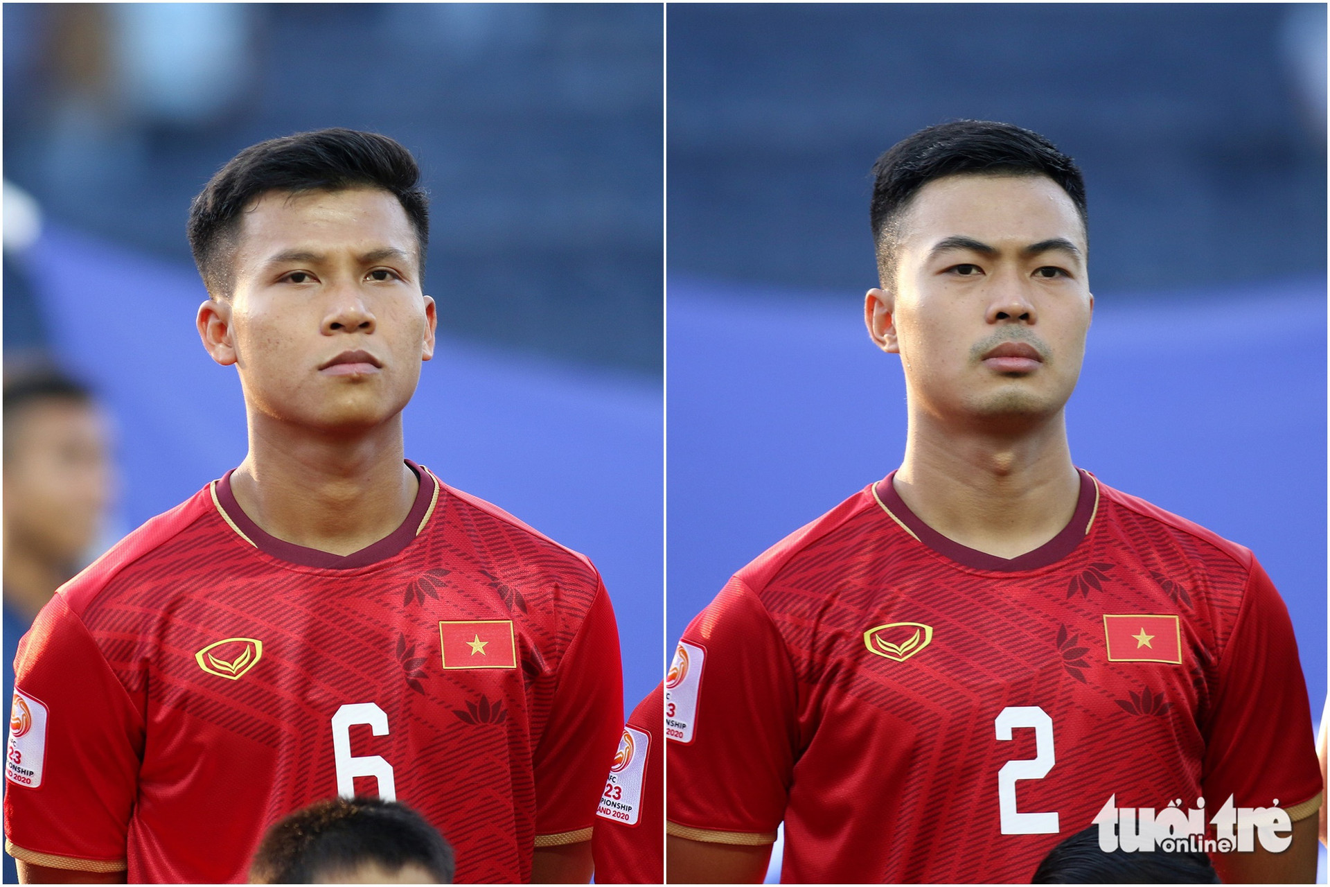 Trung vệ Lê Ngọc Bảo (trái) và hậu vệ trái Đỗ Thanh Thịnh từng là những trụ cột ở cấp độ U23 Việt Nam ở Giải U23 châu Á 2020 - Ảnh: HOÀNG TÙNG