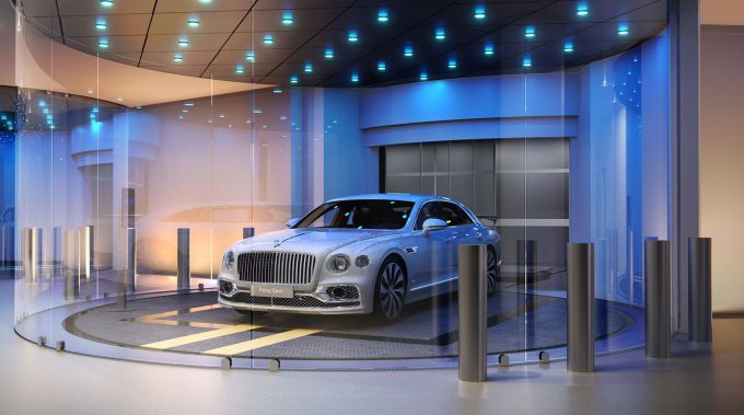 Một chiếc siêu xe được đặt trong căn hộ ở Bentley Residences của Gill. Ảnh: Bentley Residences