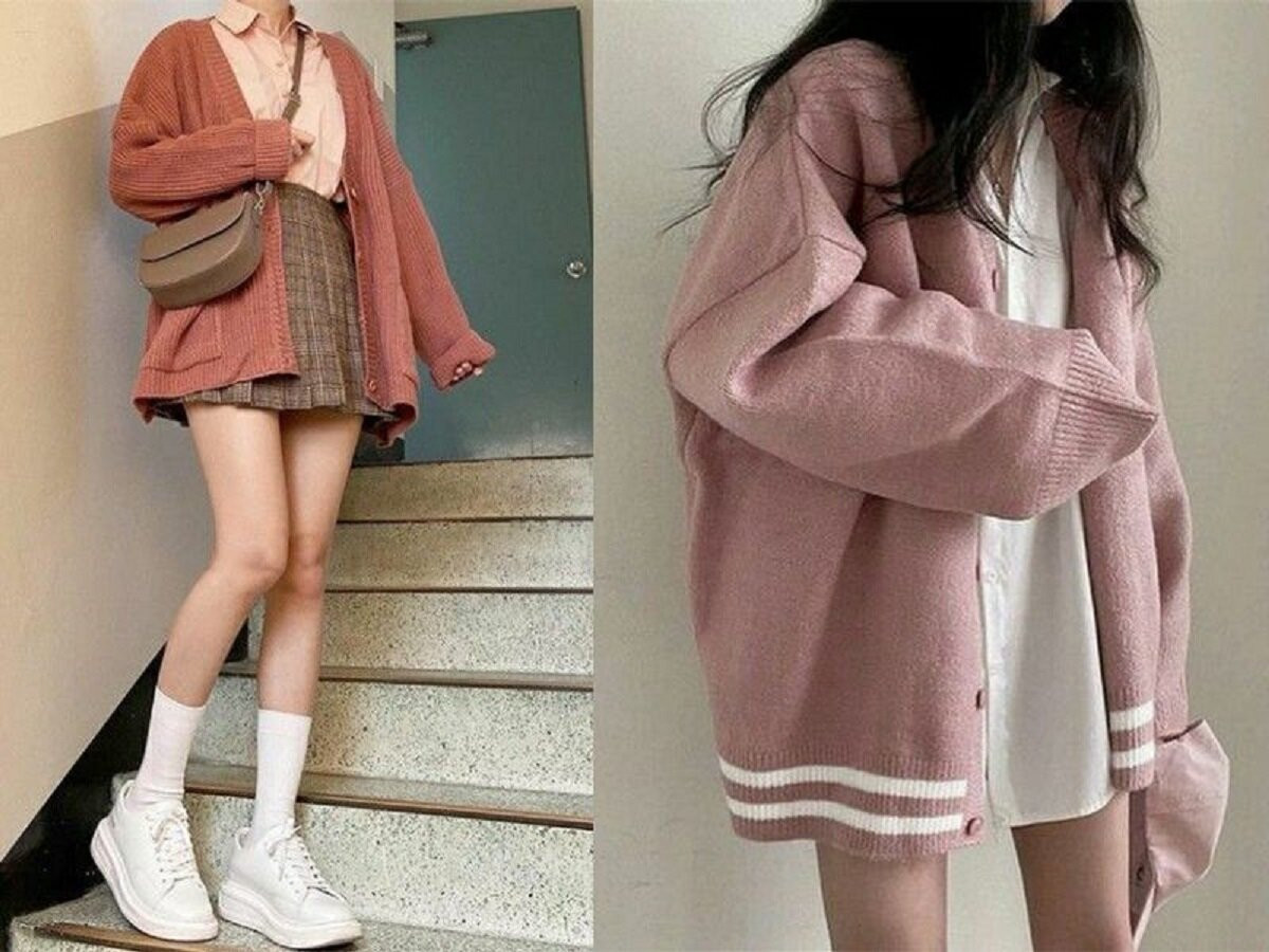 Áo cardigan len kết hợp cùng sơ mi là công thức khá phổ biến từ nhiều năm nay. Cách mix đồ này giúp các cô gái vừa ấm áp, vừa thời trang trong thời tiết se lạnh.