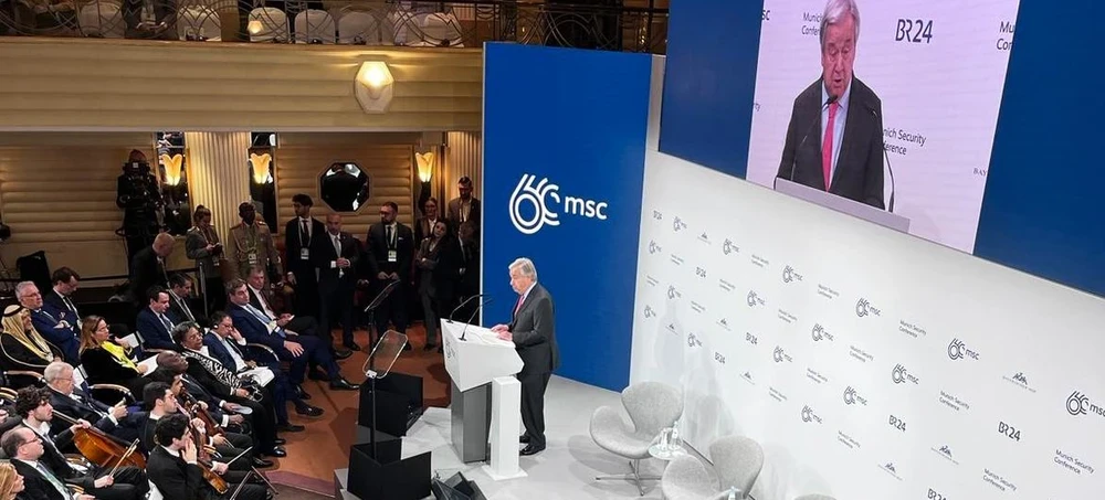 Tổng Thư ký Liên hợp quốc António Guterres phát biểu tại Hội nghị An ninh Munich. (Nguồn: UN)
