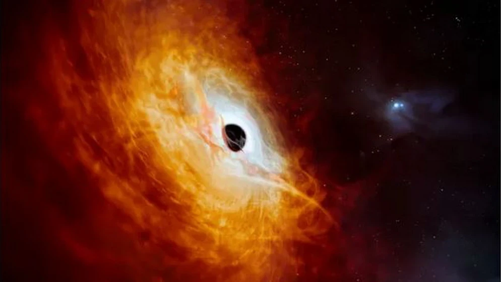 Hình minh họa về lõi sáng của một thiên hà xa xôi được cung cấp năng lượng bởi một lỗ đen siêu lớn tham lam. (Nguồn: space.com)