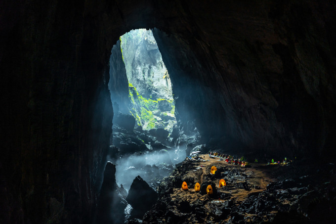 Sinkhole Camp 1, situated within Son Doong Cave, serves as an overnight camping spot for tourists. Photo courtesy of Oxalis