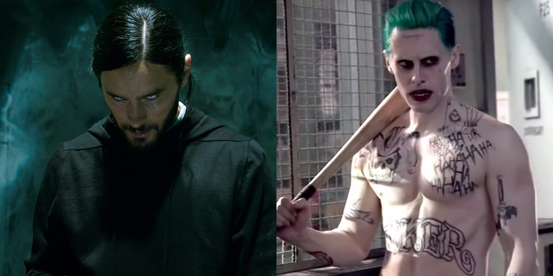 Hai vai diễn được cho là tệ nhất sự nghiệp Jared Leto: Morbius (trái) và Joker - Ảnh: ScreenRant