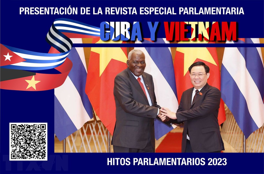 Tạp chí Quốc hội đặc biệt 'Cuba và Việt Nam: biểu tượng của tình anh em' vừa được ra mắt. (Ảnh: Mai Phương/TTXVN)