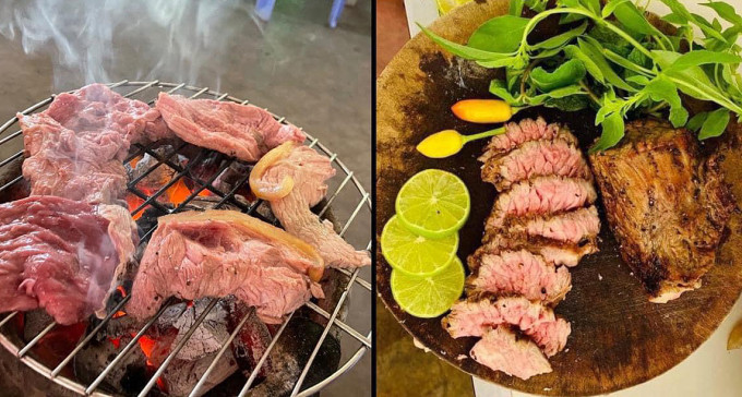 Món bò nóng đặc sản ở Phú Quý. Ảnh: Quốc Lễ