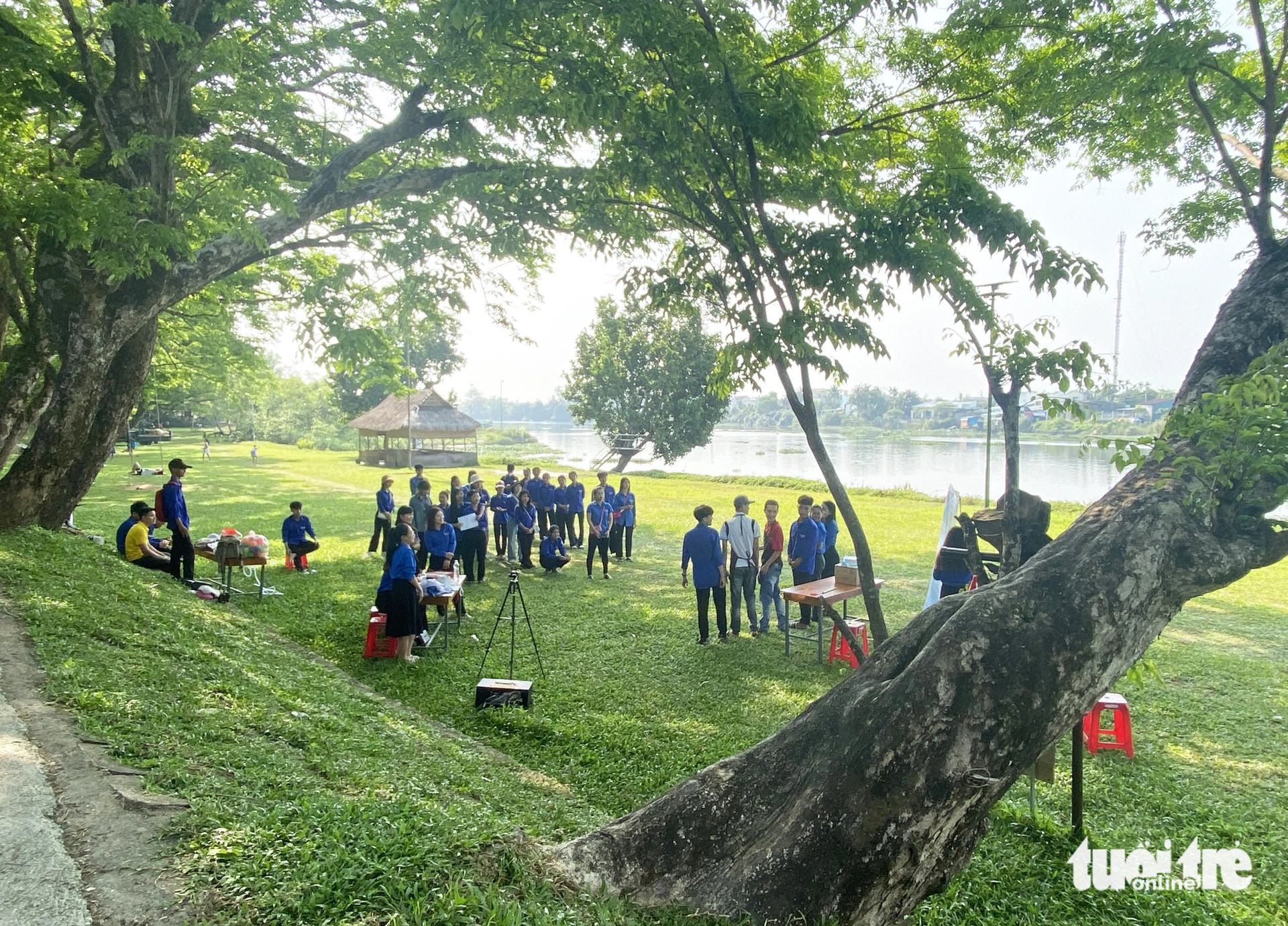 Người dân sinh hoạt dưới tán những cây sưa cổ thụ ở làng Hương Trà 