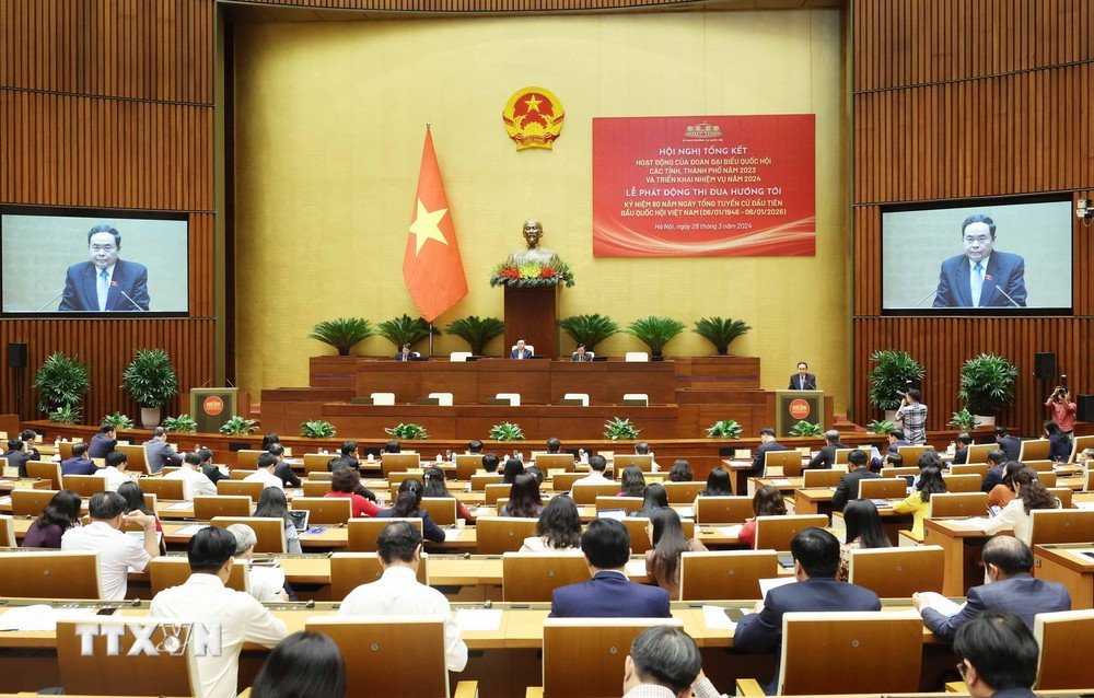 Phó Chủ tịch thường trực Quốc hội Trần Thanh Mẫn phát biểu khai mạc. (Ảnh: Nhan Sáng/TTXVN)