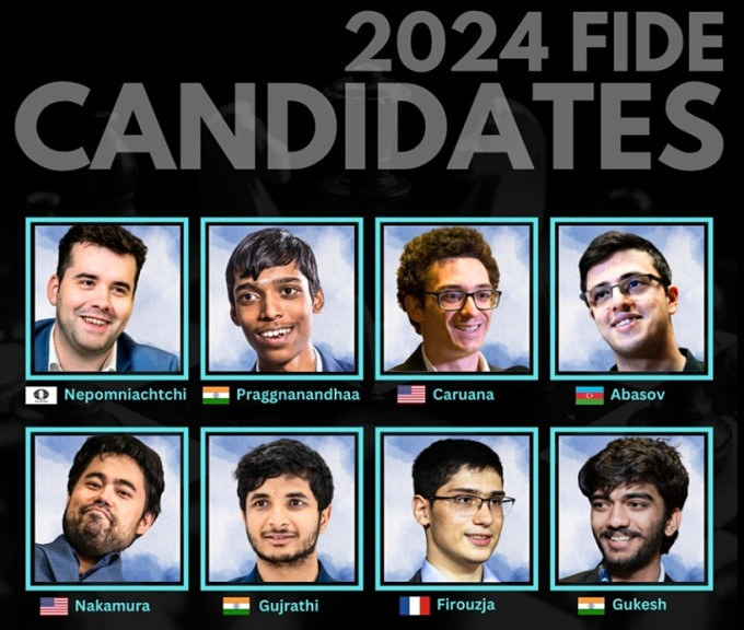 Tám kỳ thủ dự Candidates 2024. Ảnh: FIDE