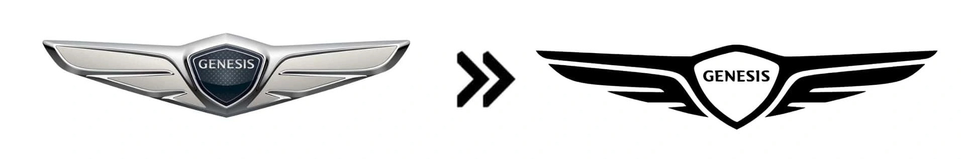 Genesis (2023): Dù có tuổi đời rất trẻ, Genesis vẫn kịp đổi logo một lần vào năm 2023. Như những hãng xe quốc tế khác, logo mới của Genesis mang giao diện phẳng đen - trắng - Ảnh: Motor1