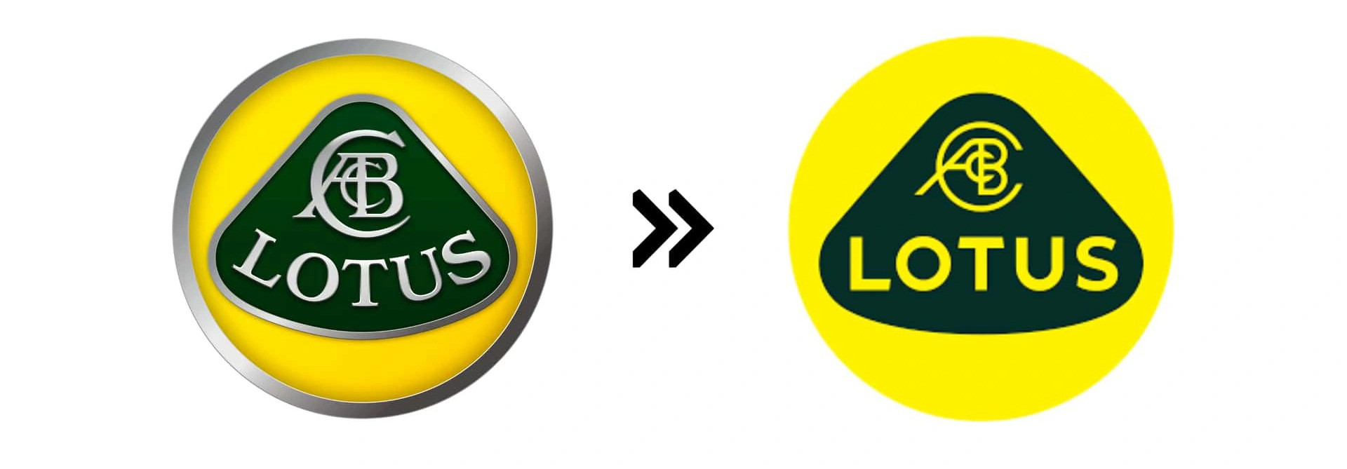 Lotus (2019): Hãng xe sắp tham chiến Việt Nam này nay sử dụng logo dạng 2D không viền, thay vì 3D viền bạc như trong quá khứ. Dòng chữ Lotus tại trung tâm cũng đã được đổi phông - Ảnh: Motor1