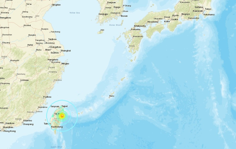 Nhật Bản cảnh báo trận động đất có độ lớn 7,5 ở gần Đài Loan có thể gây ra sóng thần. (Nguồn: USGS)